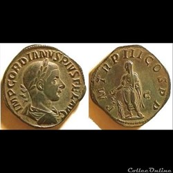 Gordian III, AE Sestertius: P M TR III COS P P S C (Emperor)