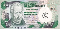 1991 Pick429d.6 200 Peso oro colombien Unc