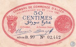 137-19-22/6/1921 Alger 1 Franc Cdc.(3)