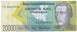 1989 Pick 160 20.000 Córdobas Banco Central de Nicaragua Unc