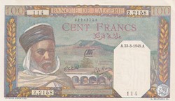 1945 Pick 85 114 100 Franc algérien Unc
