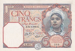 1941 Pick77b.1 5 francs Type 1924 « Numéros inversés » Unc