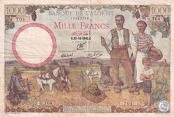 1942 Pick89 1 000 Franc algérien TB+
