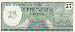 25 Gulden Centrale Bank van Suriname 01.11.1985 Unc Pick 127b