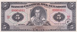 1983 Pick108b.9 5 S/. - Sucre équatorien Unc
