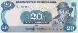 20 Córdobas Banco Central de Nicaragua  1985 Unc Pick 152