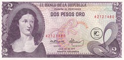 1977 Pick413b.3 2 Peso oro colombien Unc