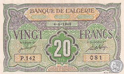 1948 Pick22a 20 Franc algérien 4-6-1948 Sup