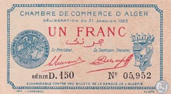 137-26-31/1/1923 Alger 1 Franc Cdc.(2)