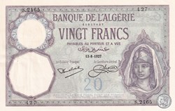 1927 Pick78b   20 Franc algérien 427 SPL