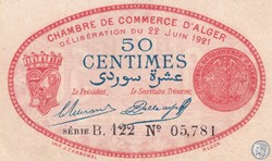 137-19-22/6/1921 Alger 1 Franc Cdc.(4)