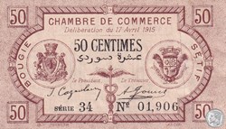 139-1- 17/4/1915 Bougie Sétif 50 cts Cdc Séries 34