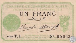 137-3-3/9/1914 Alger 1 Franc Cdc. (2)