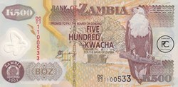 2003 Pick43b 500 ZK - Kwacha zambien Unc
