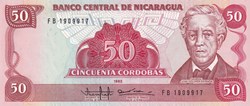 50 Córdobas  Banco Central de Nicaragua  1985 Unc Pick 153