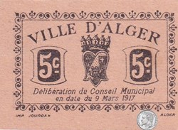 Ville d'Alger- 9/3/1917 5 Centimes Beige (1)