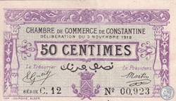 140-21- 3/11/1919 Constantine 50 Centimes Cdc Séries C12