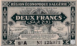 1944 Pick99a A 2 Franc algérien Unc