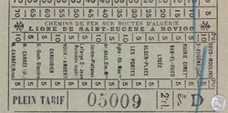 Ticket billet tramway d'Alger "Chemins de Fer sur routes d'Algérie / Ligne St Eugène à Rovigo" Savon
