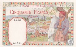 1945 Pick12 493 50 Franc algérien Unc