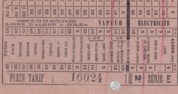 Ticket tramway d'Alger début XXe "Tramways / Chemins de Fer sur routes d'Algérie Arlatte