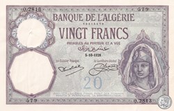 1928 Pick78b  579 20 Franc algérien   Spl