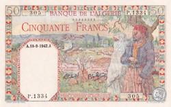 1942 Pick84 50 Franc algérien 305 Unc