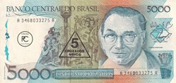 1989  Pick217a  5 NCz$ - Nouveau cruzado brésilien  Unc