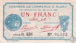 137-22-22/6/1921 Alger 1 Franc Cdc.(1)