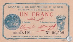 137-26-31/1/1923 Alger 1 Franc Cdc.(4)
