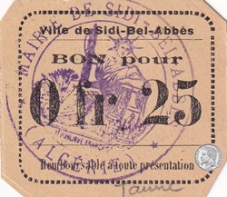 Sidi-Bel-Abbès 9b 0,25 franc 1916