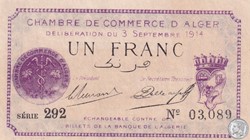137-1 -3/9/1914 Alger 1 Franc Cdc. (5)