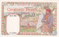 1944 Pick 87a 50 Franc algérien 748 Unc