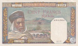 1945 Pick 85 111 100 Franc algérien Radar Unc