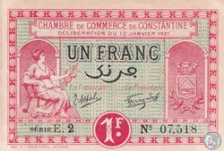140-26- 13/1/1921 Constantine 1 Franc Cdc Séries E2