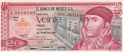 1977 Pick 64d(3) 20 Pesos Banco de México S.A. Unc
