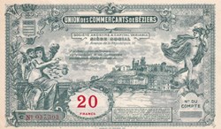 20 Francs Union des Commercants de Beziers