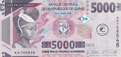 2015 Pick49a 5 000 GFr - Franc guinéen Unc