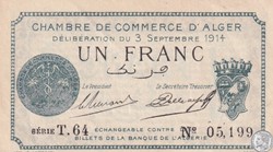 137-4-3/9/1914 Alger 1 Franc Cdc. (4)