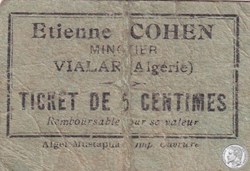 VIALAR Ticket Carton Vert 0,5 Cts Etienne COHEN Vialar