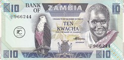 1986 Pick26e 10 ZK - Kwacha zambien Unc