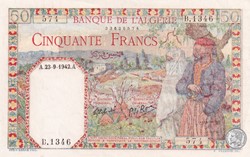 1942 Pick84 50 Franc algérien Unc
