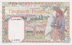 1942 Pick84a.14 50 Franc algérien Aunc