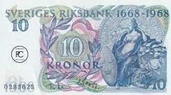 1968 Pick 56 10 Kronor Sveriges Riksbank Unc