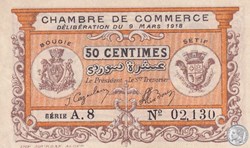 139-3- 9/3/1918 Bougie Sétif 50 cts Cdc Séries A.8