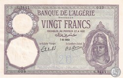1941 Pick78c.2i 20 Franc algérien Spl 039