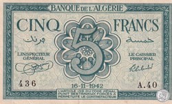 1942 Pick91 436 5 Franc algérien (5)