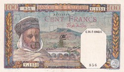 1942 Pick88 100 Franc algérien 856 Unc