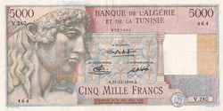 1949  Pick109a  5.000 Francs  Banque de l'Algérie et de la Tunisie  TTB