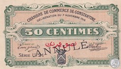 140-7- 7/11/1916 Constantine 50 Centimes Cdc Séries ANNULÉ